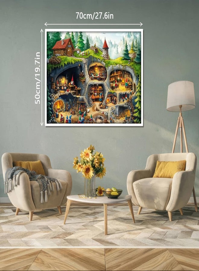 PPuzzling Fantasy Gnome Village Puzzles for Adults 1000 Pieces, Funny Forest Underground Gnomes House Art Jigsaw Puzzle, Challenging Hard Nature Cave Scene Puzzle - Image 3